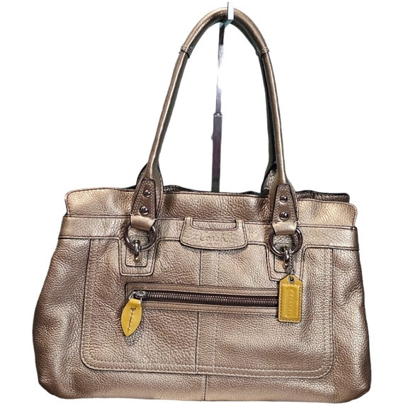 Coach Ruffel Collection Coach | Bags | Coach Penelope Metallic Gold Pebble Leather Ruffle Top ...